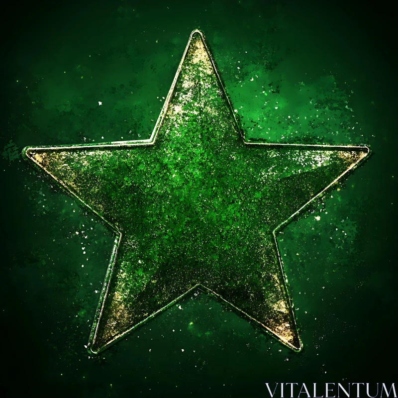 Glittering Green Star Artwork AI Image