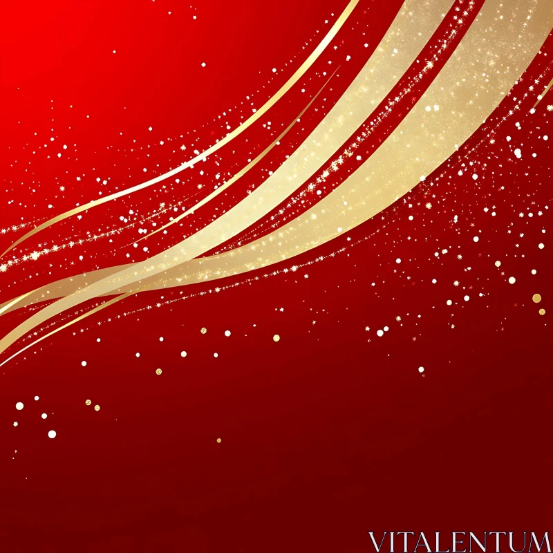 Elegant Abstract Art in Gold and Red AI Image