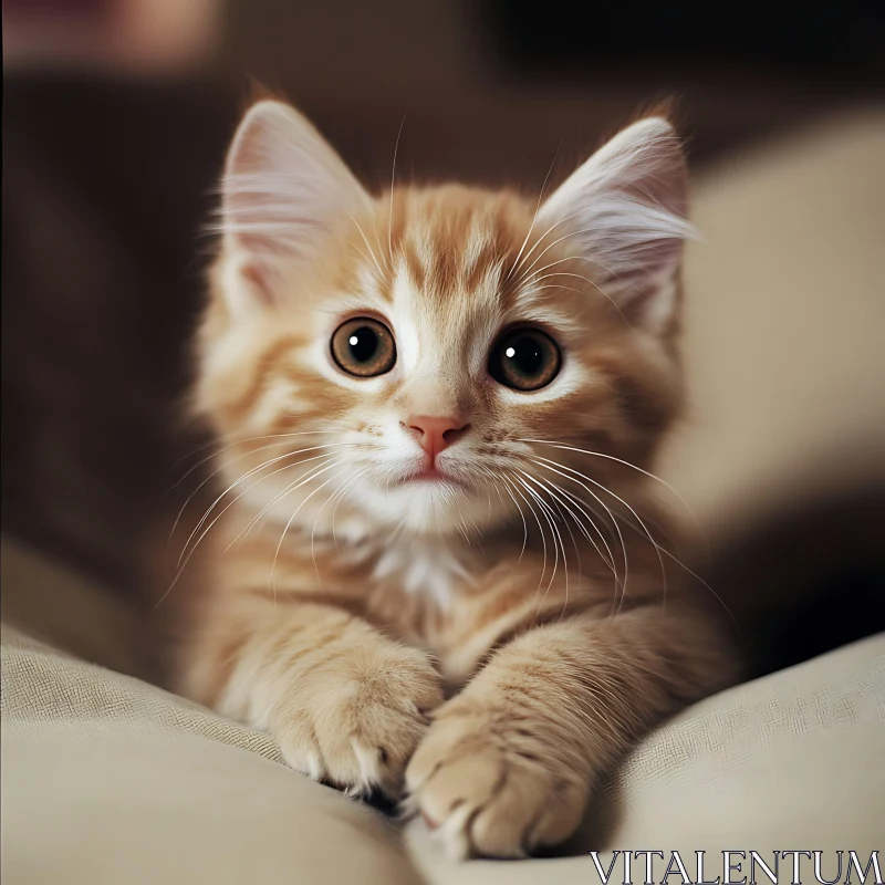 Cute Kitten with Curious Expression AI Image