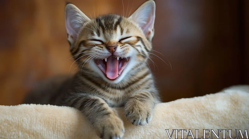 Adorable Kitten Laughing Close-Up AI Image