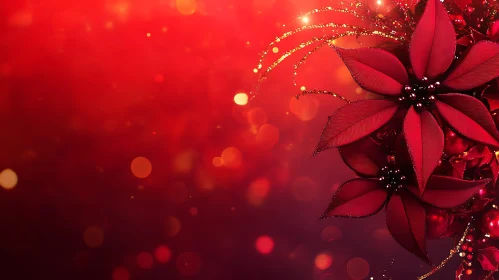 Festive Red Flowers Against Bokeh Background