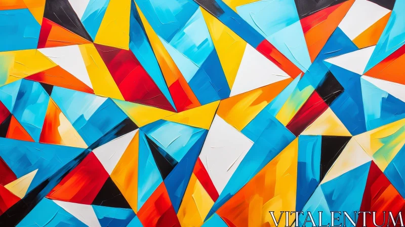 AI ART Colorful Abstract Painting with Geometric Shapes