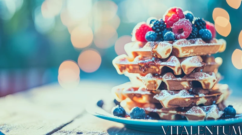 Delicious Waffles with Berries - A Tempting Treat AI Image