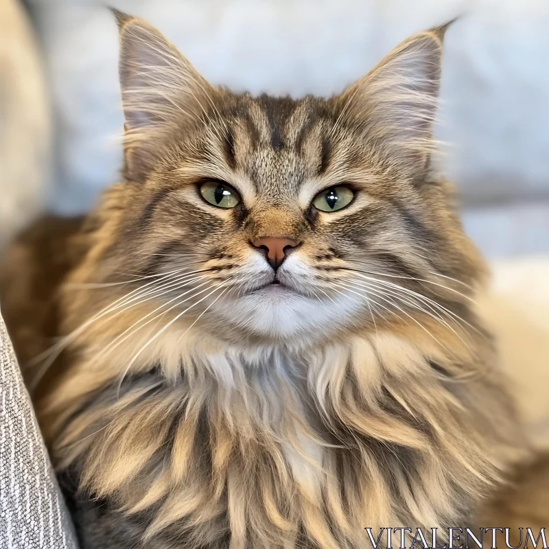 Long-Haired Cat Portrait AI Image