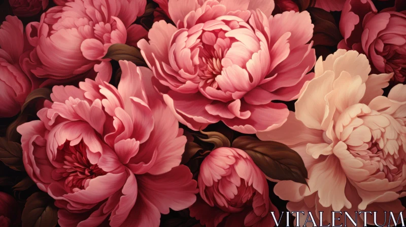 Elegant Pink Peonies Wall Art: A Fusion of Baroque and Surrealism AI Image