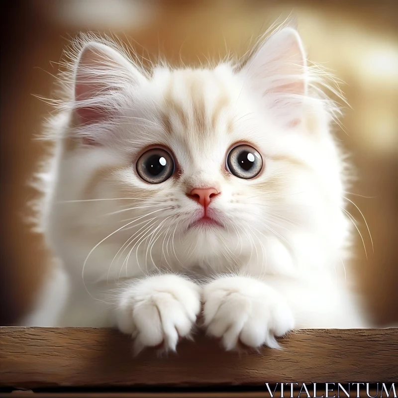 Adorable Kitten with Soft White Fur AI Image