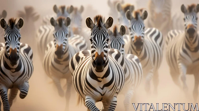 AI ART Zebras Running in African Savanna - Capturing Motion and Unity