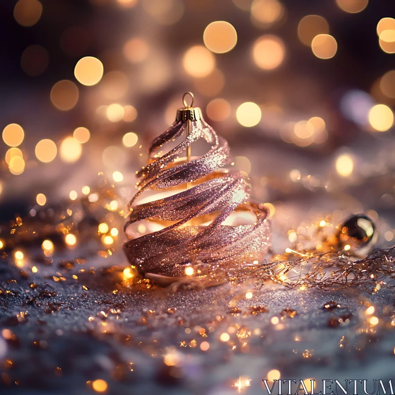 Glittering Christmas Decoration with Bokeh Background AI Image