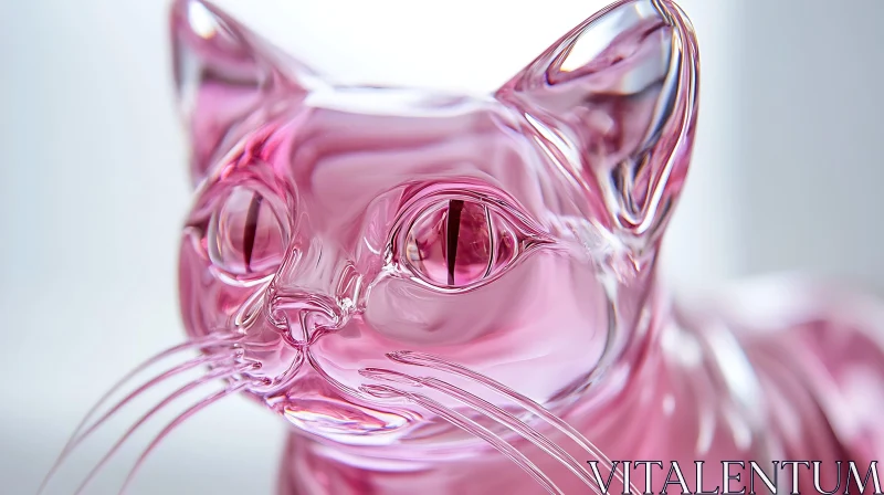 Translucent Pink Feline Glass Art AI Image