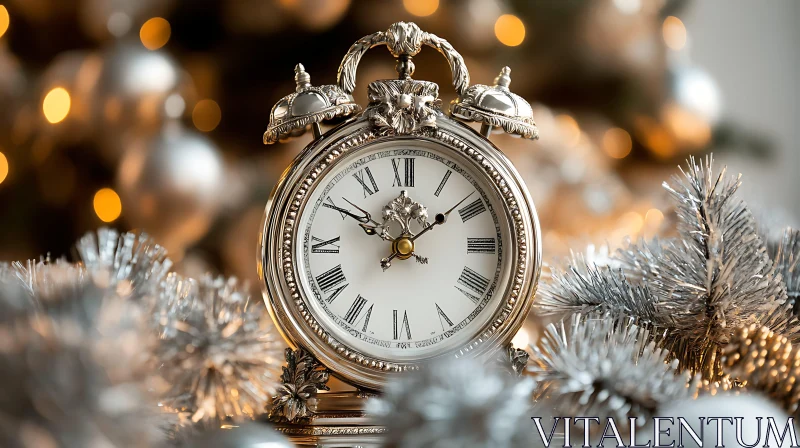 Antique Roman Numerals Clock for Festive Decor AI Image