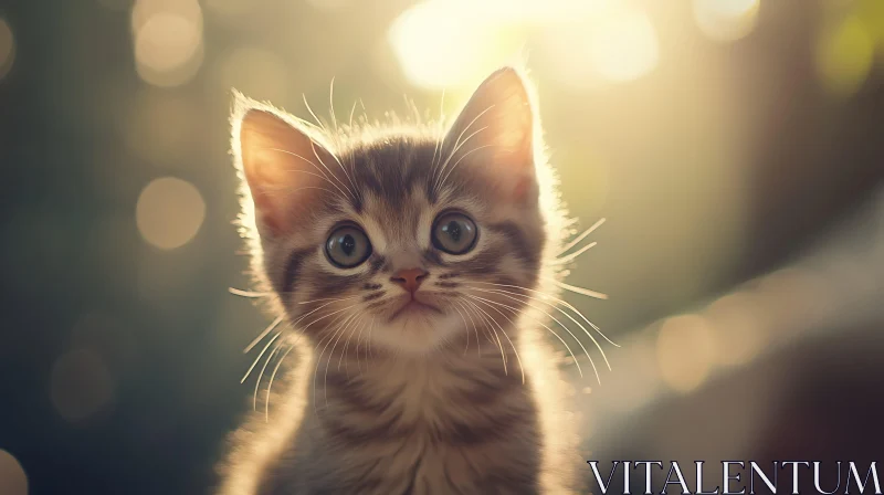 Cute Kitten Bathed in Sunlight AI Image