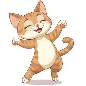 Cheerful Dancing Cat Cartoon