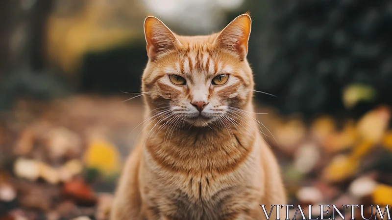 Autumn Ginger Cat Close-Up AI Image