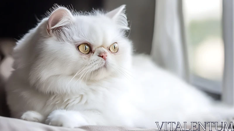 Fluffy White Persian Cat in Gentle Light AI Image