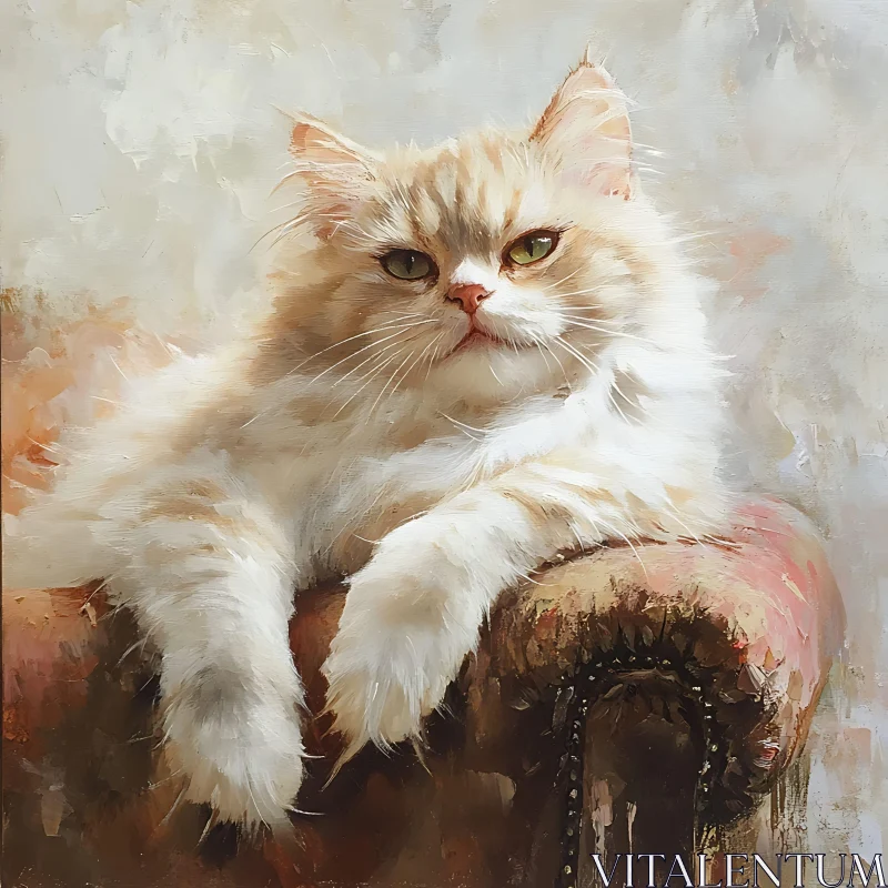 Cat Painted on Ornate Chair AI Image