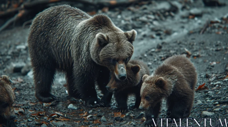 Brown Bear and Cubs: A Stunning Wildlife Capture AI Image