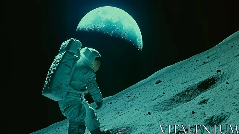 Celestial Exploration: Captivating Moonwalk by an Astronaut AI Image