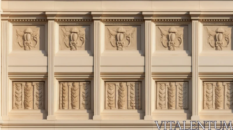 Classical Building Facade Fragment with Detailed Ornaments AI Image