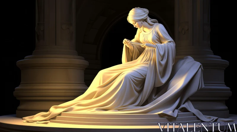 Classical Statue of Woman - 3D Rendering Profile AI Image