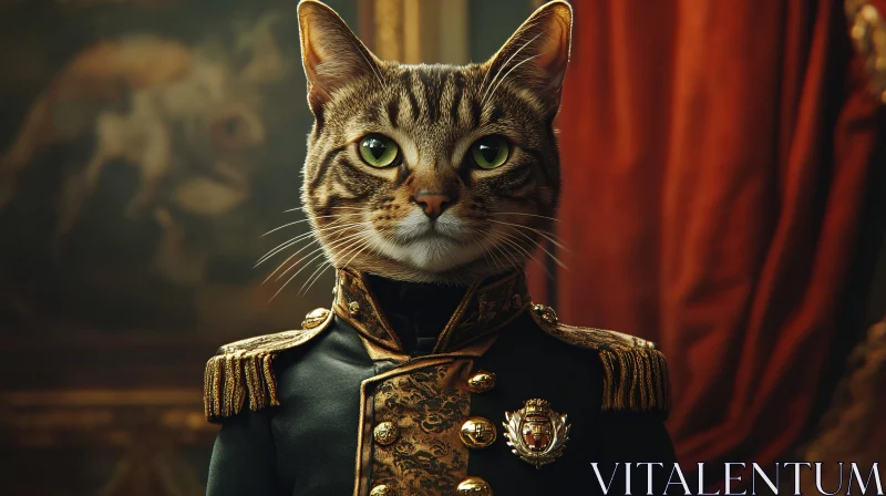 AI ART Noble Cat in Ornate Officer Attire