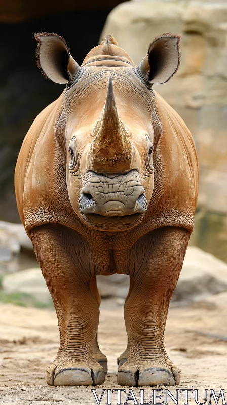 Powerful Rhinoceros Portrait AI Image