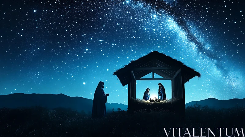 AI ART Starry Night Nativity Scene