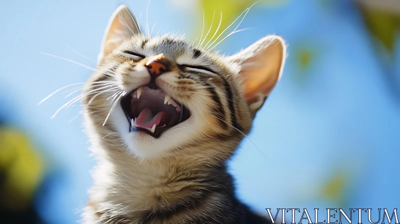 Cute Yawning Kitten Photography AI Image