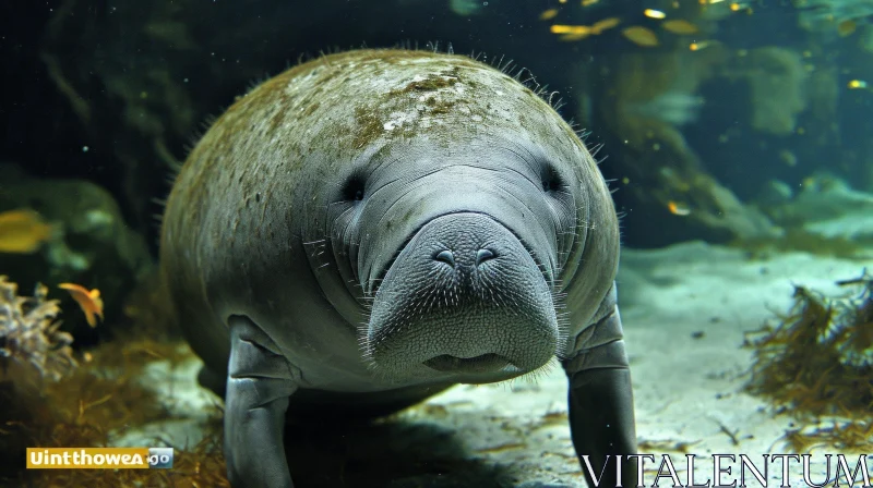 Graceful Encounter with a Manatee: Underwater Wonder AI Image