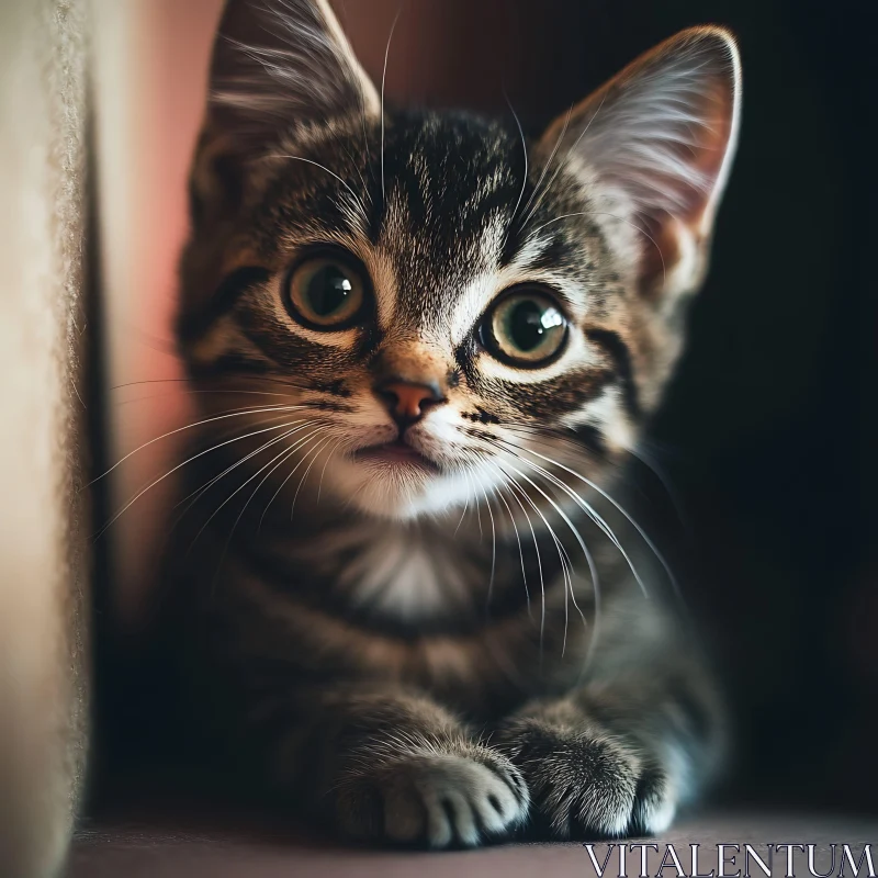 Close-Up of a Cute Tabby Kitten AI Image