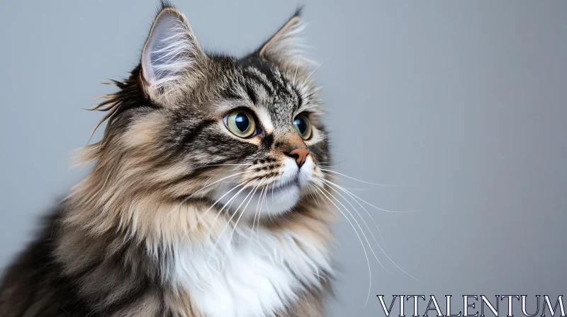 Profile of a Fluffy Maine Coon Cat AI Image