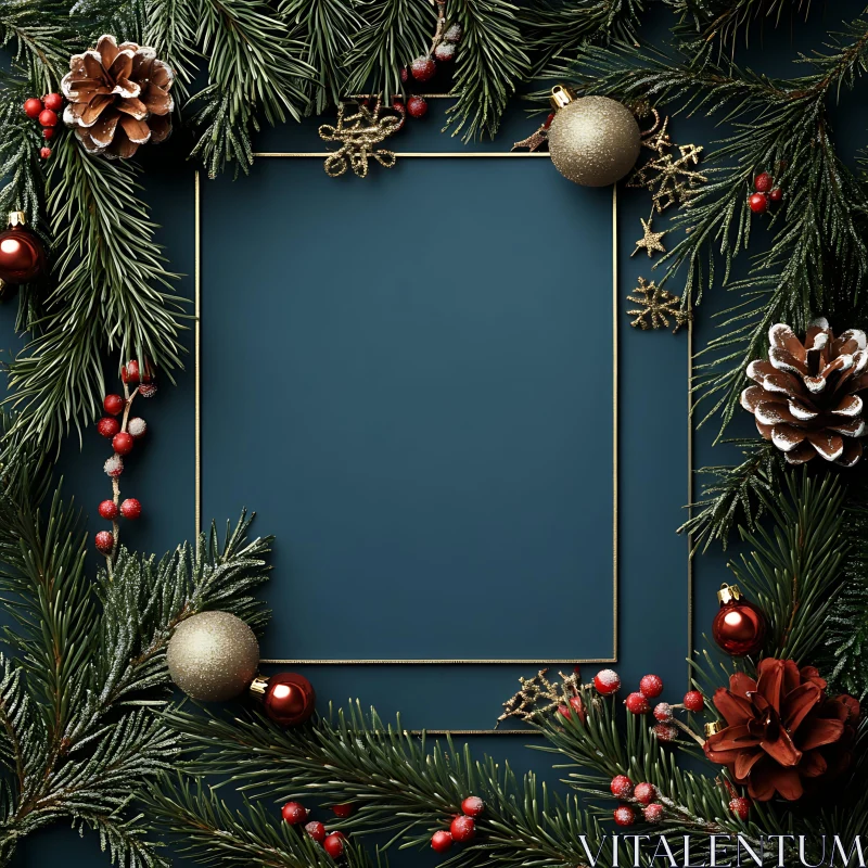 AI ART Holiday Christmas Pine Branch Frame