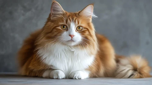 Serene Fluffy Cat with Amber Eyes