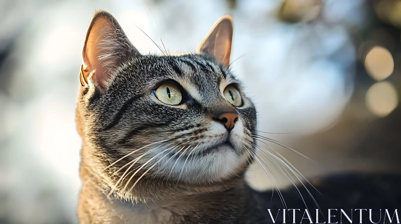 Inquisitive Cat with Striking Green Eyes AI Image