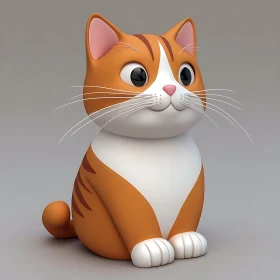 3D Animated Orange and White Cat