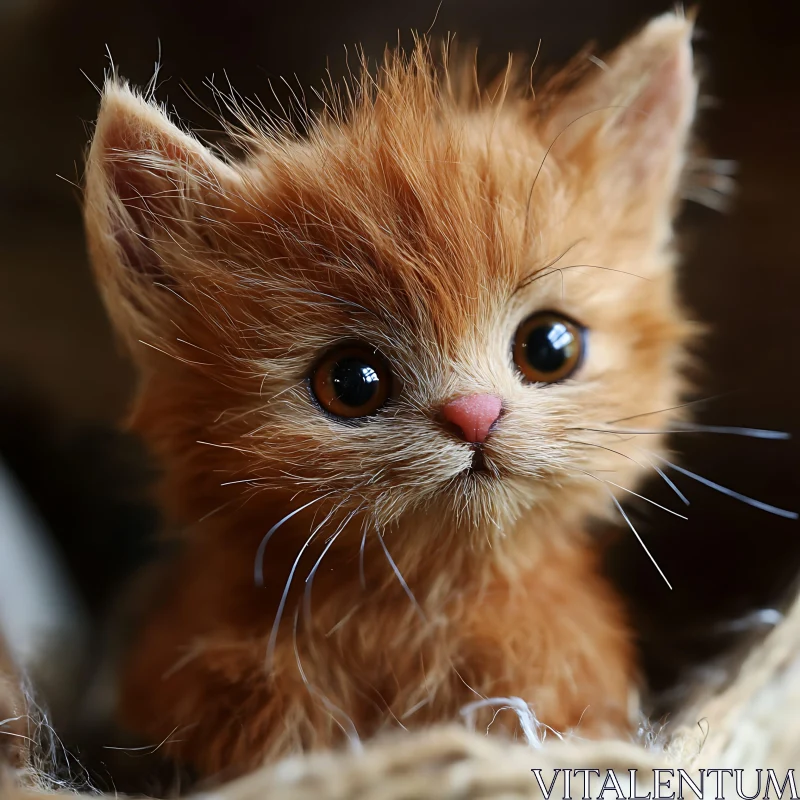 Close-Up of a Cute Orange Kitten AI Image