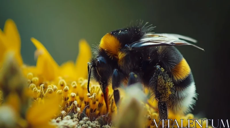 Bumblebee on Yellow Flower - Captivating Nature Photography AI Image