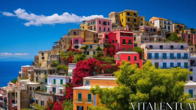 Captivating Colorful Houses on Hillside Near the Ocean AI Image