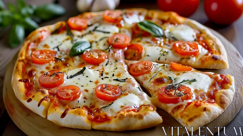 Delicious Pizza with Thin Crust and Fresh Toppings AI Image