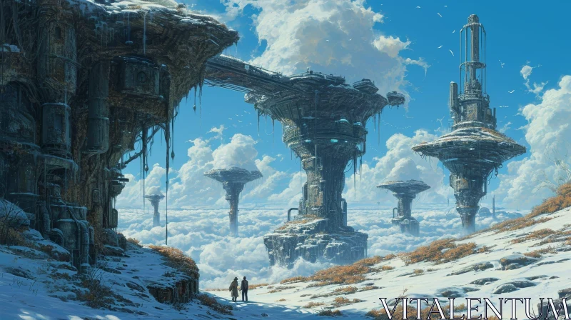 Enchanting Futuristic Cityscape with Floating Islands AI Image