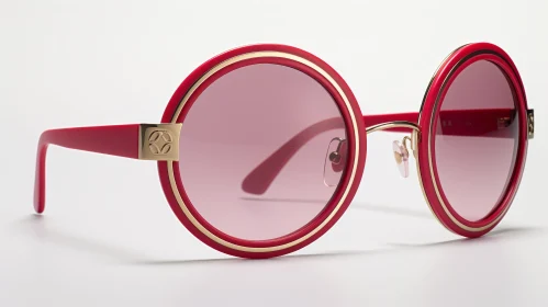 Red Plastic Sunglasses with Gold Frame - Stylish Eyewear