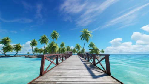 Serene Beach Scene with Palm Trees in Stunning 3D Graphics