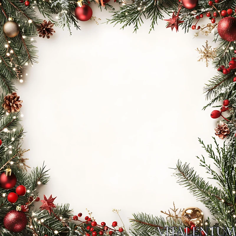 Holiday Frame with Christmas Decorations AI Image