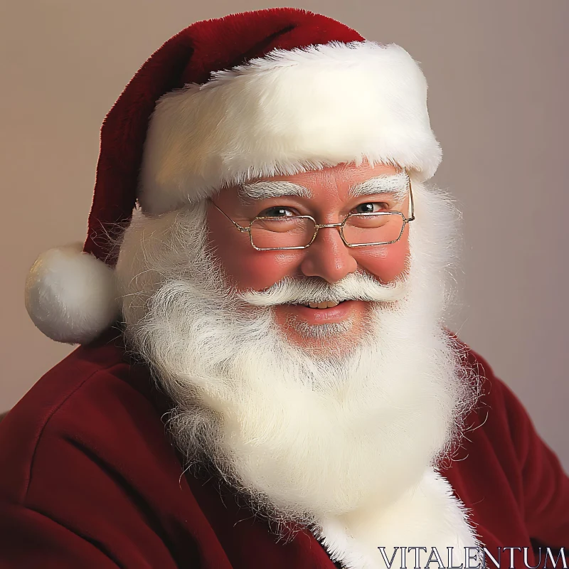 Jovial Santa Claus with Fluffy Beard and Glasses AI Image