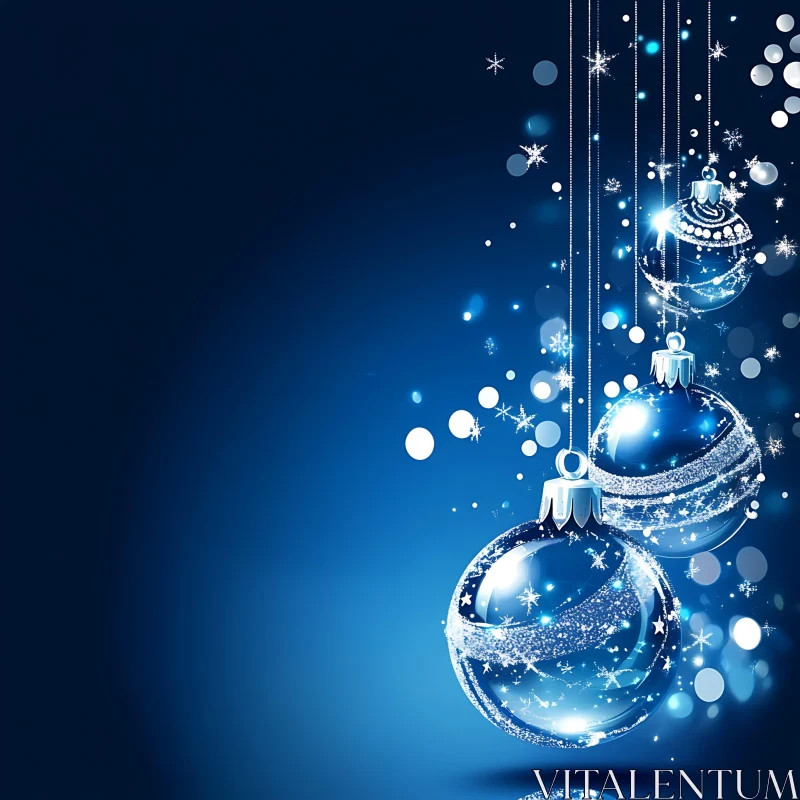 Festive Blue Christmas Decorations AI Image