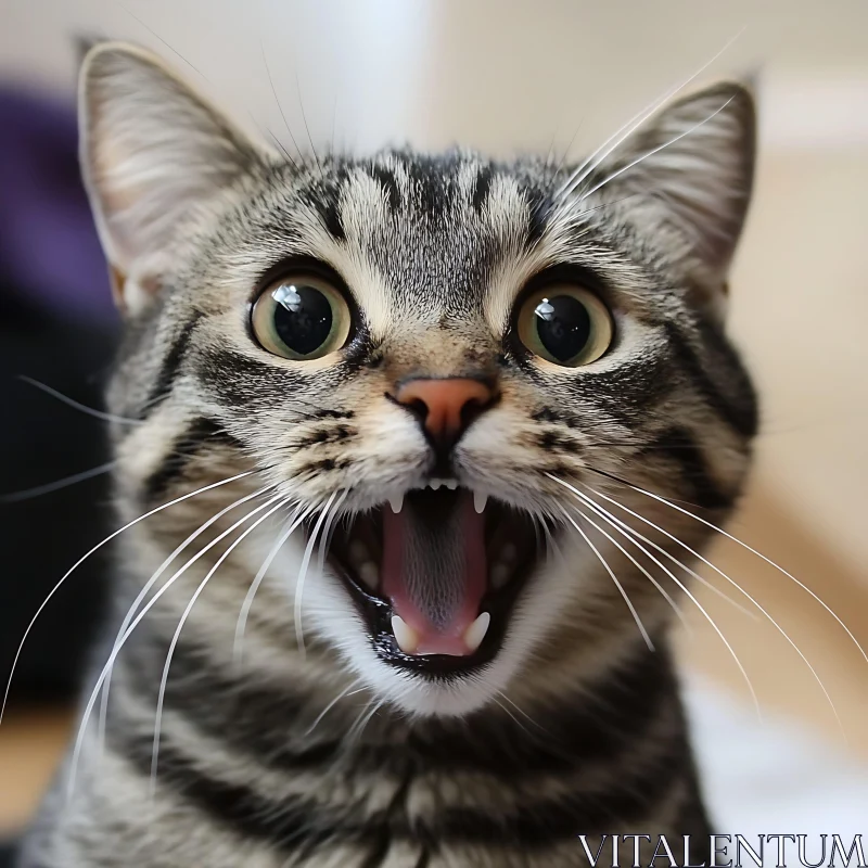 Expressive Surprised Cat Face AI Image