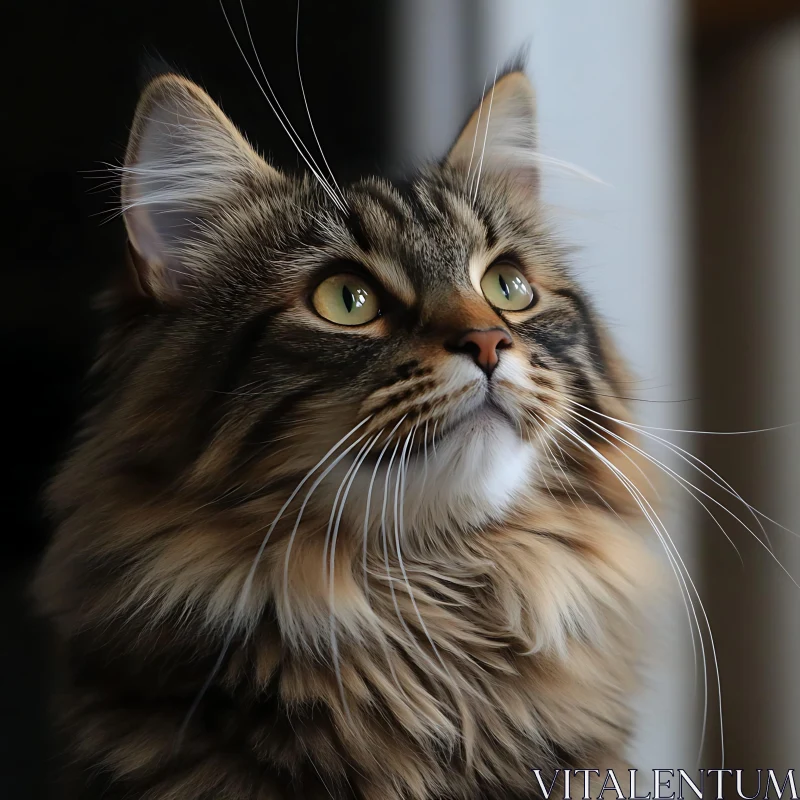 AI ART Long-Haired Tabby Cat Portrait