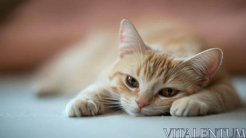 Relaxed Ginger Cat Close-Up AI Image