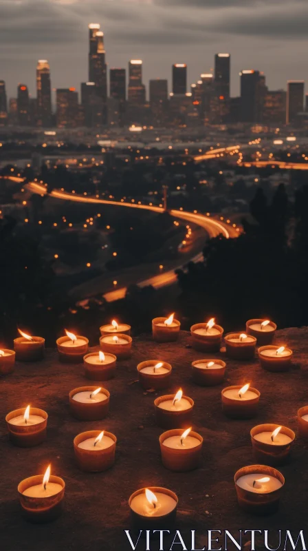 Aerial Cityscape Illuminated by Candles - Y2K Aesthetic Art AI Image