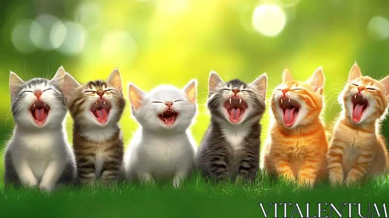 AI ART Cute Kittens in Green Grass