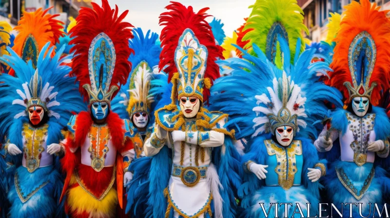 Colorful Costumed Characters in a Spectacular Parade | Vibrant Carnival Image AI Image